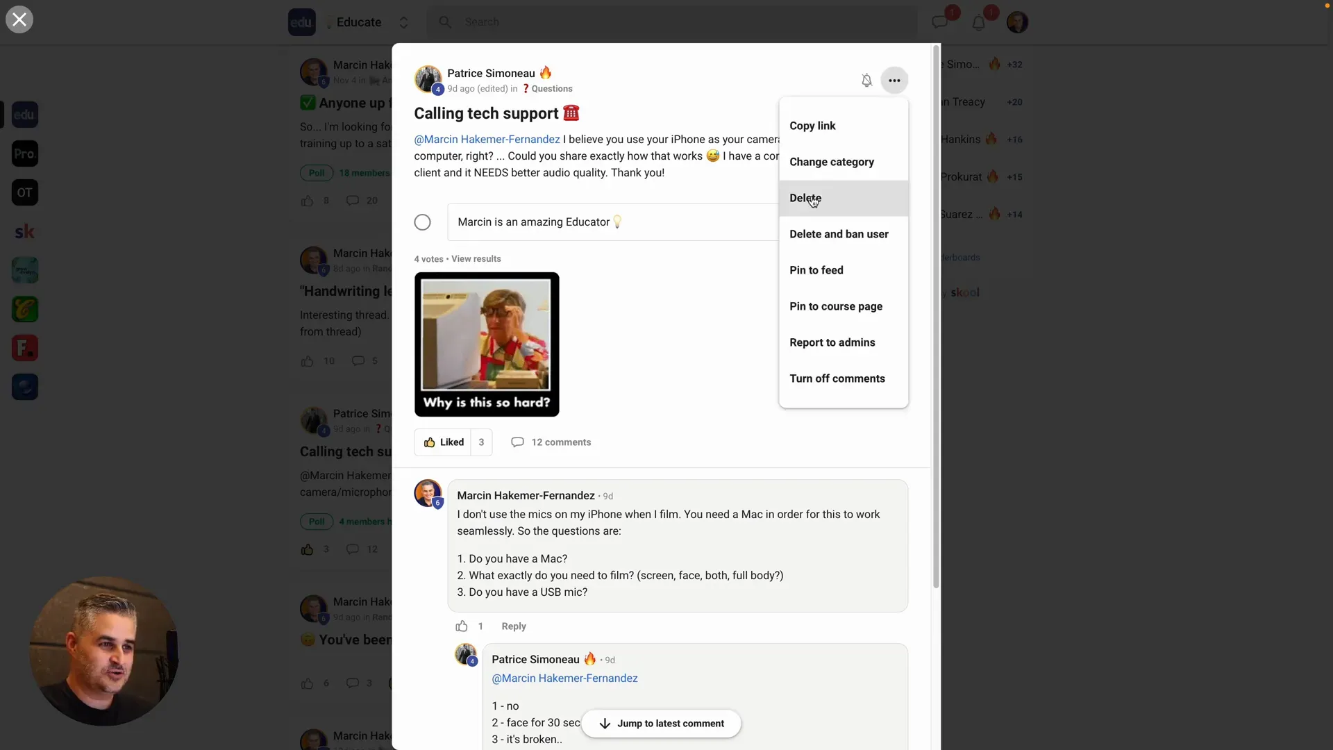 Community rules management screenshot