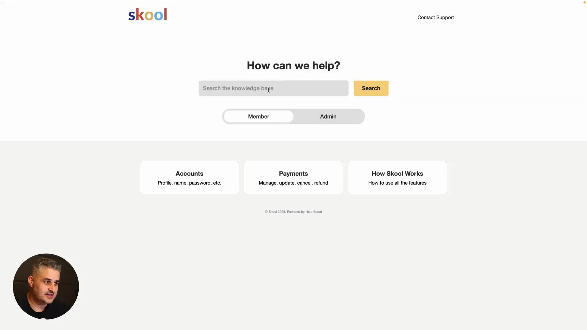 Navigating Skool's help documentation