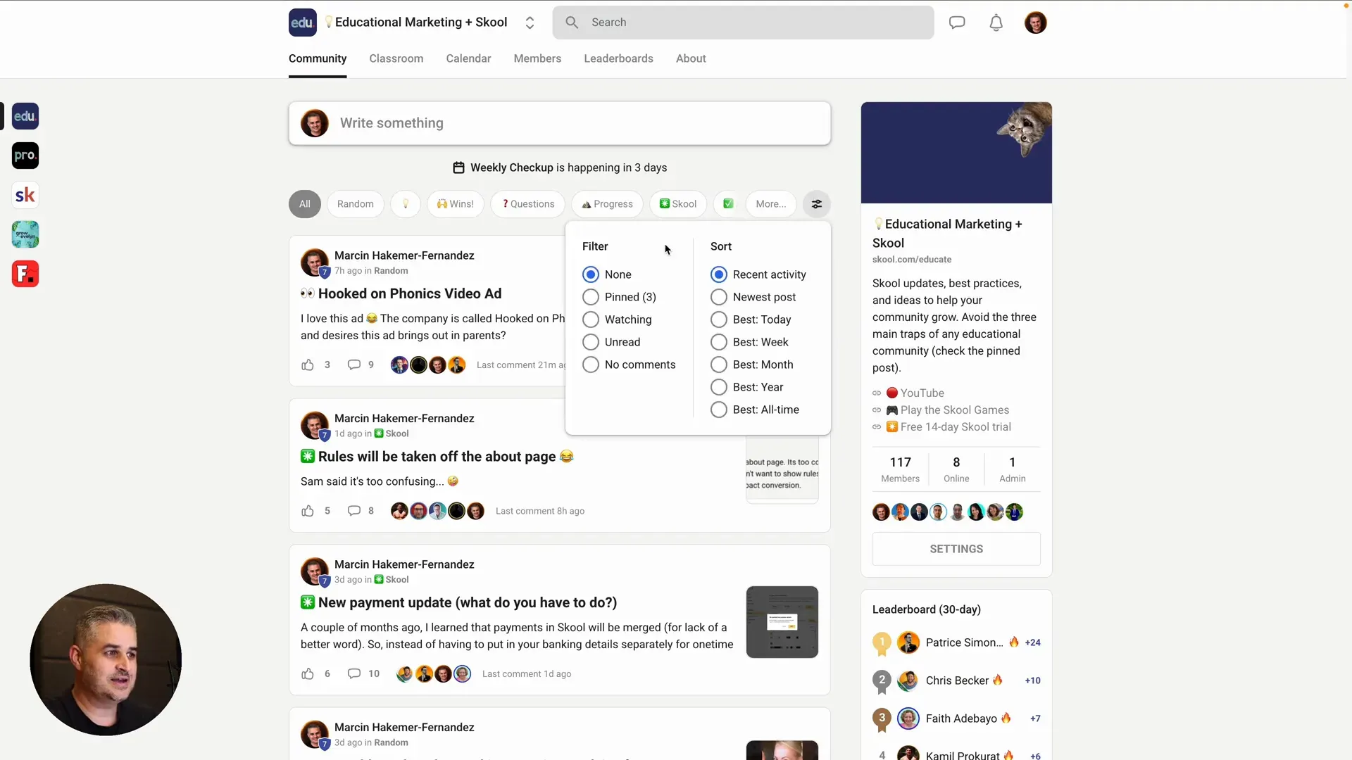 Managing pinned posts