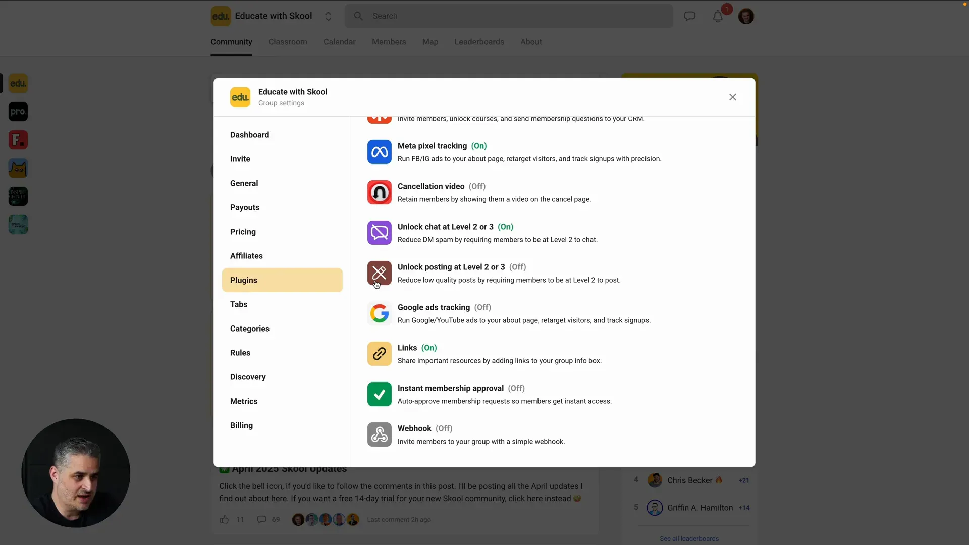 Plugins and additional features in Skool
